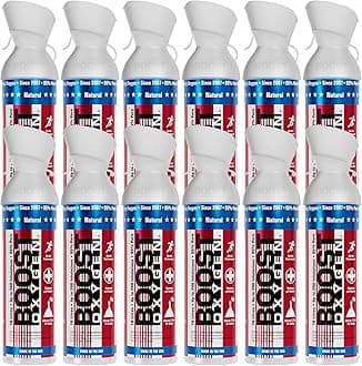 Boost Oxygen Large Natural Stars & Stripes 10L Canister | Respiratory Support for Aerobic Recovery, Altitude, Performance & Health (12 Pack)