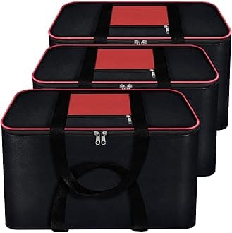 Storite 3 Pack Moisture Proof Nylon Underbed Storage Bag For Clothes Large (54x46x28 cm, Black) Rectangular