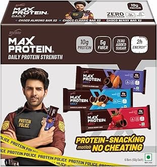 Daily Assorted Protein Bars with 10g Protein, 5g Fiber & 21 Vit. & Minerals | 0 Added Sugar, No Cholesterol & Trans Fat For Upto 2h of Energy, Healthy Snack, 50g (Pack of 6)