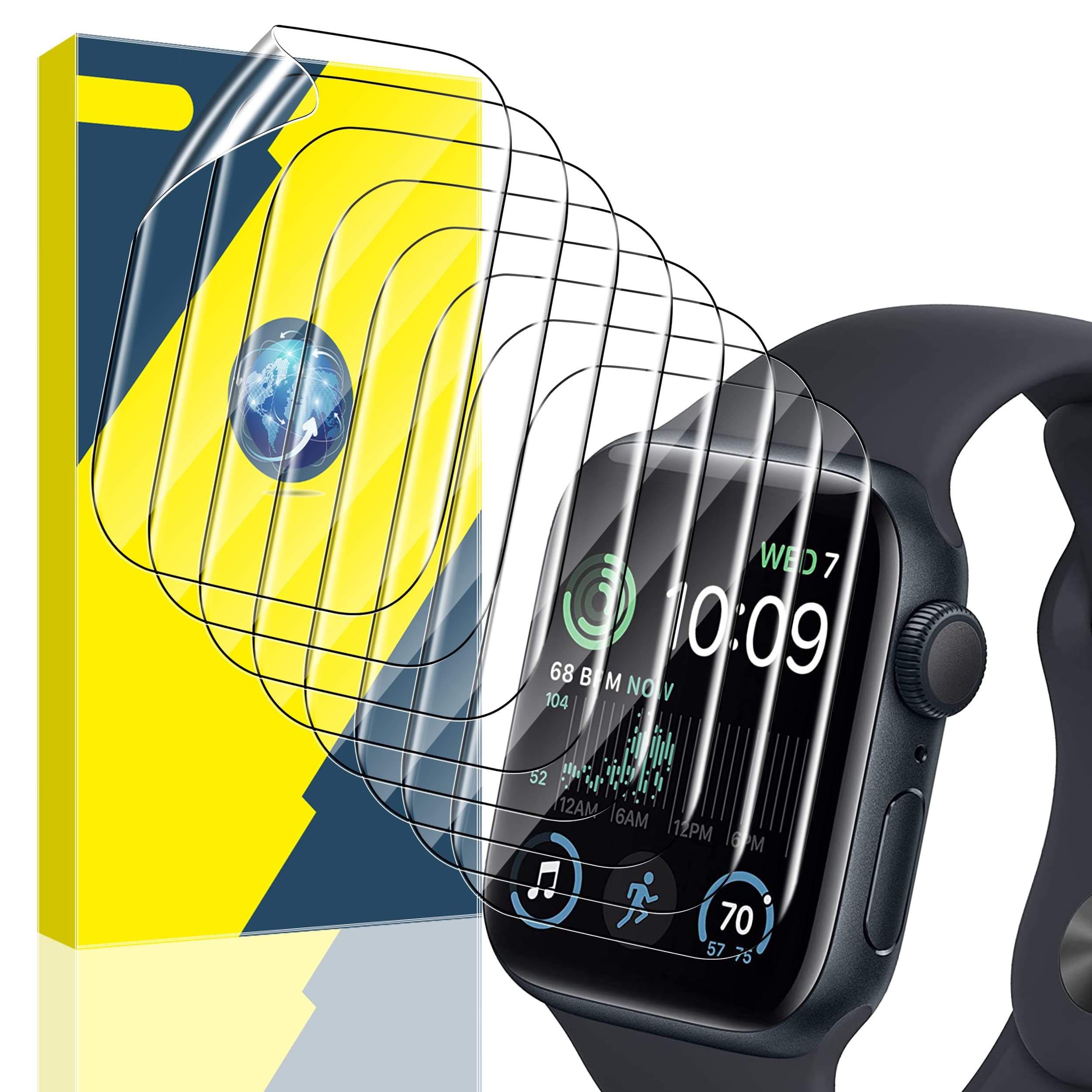 8 Pack Screen Protector Compatible for Apple Watch 44mm SE 3 / SE 2/1 Series 6/5 / 4, [Upgrade Flexible Film] Soft HD Clear Anti-Scratch Film for iWatch Accessories