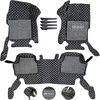 7D Mat for Thar New Car Floor Mat with Free Bumper Protector Year: 2011-23, Full Velcro, 100% Company Assured, Washable, Grass Mat Attached