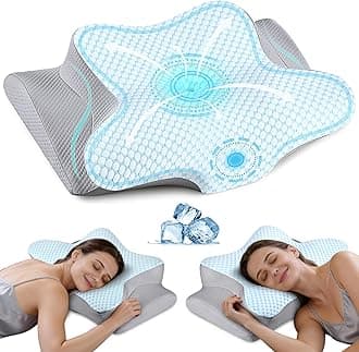 Cervical Neck Pillow - Ergonomic Side Sleeper Pillow for Pain Relief, Cooling Cervical Pillow for Sleeping, Contour Orthopedic Memory Foam Pillows for Back Stomach Sleepers