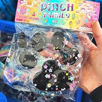 Taba Giant Paw Squishy for Kids Adults, Big Furry Cat Paw Squishy Toys for Stress Relief, Super Soft Squeeze Fidget Toys (Clear&Black)