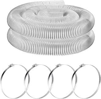 Amylove 5 Inch, 10 ft Heavy PVC Dust Collection Hose, Flexible Clear PVC Fume Hose with Stainless Steel Wire Coil and Clamp, Puncture Resistant Vacuum Fittings Dust Collector Accessories