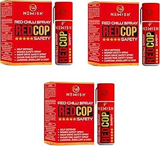 Newish Red Chilli Pepper Spray for Personal Safety - 55 ML (Pack of 3) | Pocket-Friendly Self-Defense Spray for Students, Seniors & Outdoor Activities | Non-Lethal, Quick-Action, 15 ft Range
