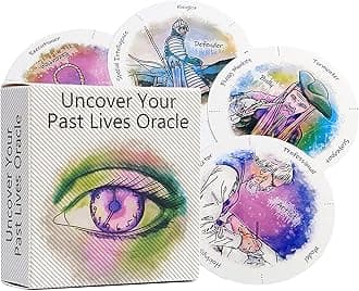 ANUFER 87Pcs/Set Uncover Your Past Lives Oracle Cards Divination Round Shape Tarot Cards Deck Game SN071150