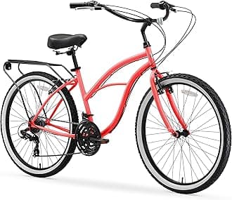 sixthreezero Around The Block Women's Beach Cruiser Bike, 1/3/7/21 Speed Bicycles, 26"/24" Wheels, Multiple Colors