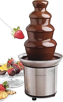 Nostalgia 4 Tier Electric Chocolate Fondue Fountain Machine for Parties - Melts Cheese, Queso, Candy, and Liqueur - Dip Strawberries, Apple Wedges, Vegetables, and More - 32-Ounce - Stainless Steel