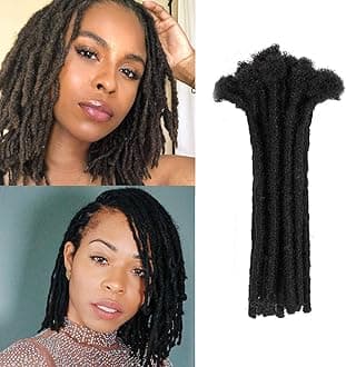 WacanDan 100% Human Hair Dreadlock Extensions for Men/Women 0.6cm Width Full Hand-made 6 Inch 60 Strands Permanent Locs Extensions Can be Dyed and Bleached
