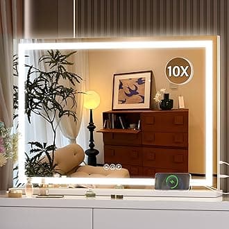 Hasipu Lighted Makeup Mirror LED Makeup Mirror Dimmable 3-Level Dimmer Touch Screen Control Makeup Mirror White (70x50cm-White)