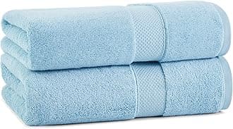Luxury Egyptian Cotton Bath Towels, Pack of 2, 600 GSM Plush Soft Absorbent Bathroom Towels for Spa or Hotel, 30 x 54 in, Blue