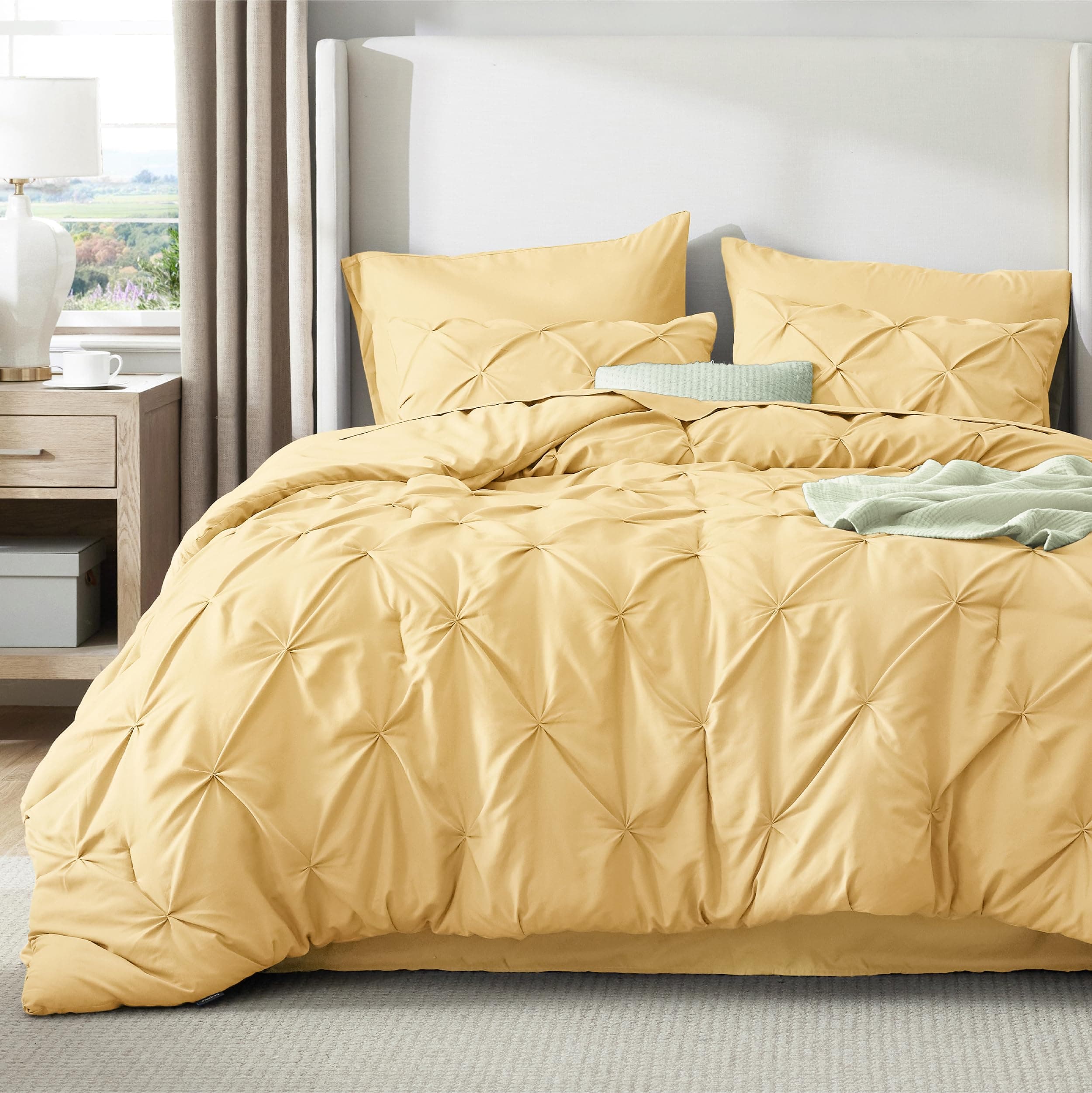 Bedsure Full Size Comforter Sets - Bedding Sets Full 7 Pieces, Bed in a Bag Yellow Bed Sets with Comforter, Sheet, Pillowcases & Shams, Adult & Kids Bedding
