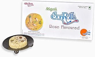 Bhagat's Heera Sweets Sonroll Rose Flavoured|Son Roll Box 500 Gram Original Delicious Son Roll With Almonds And Pistachio Garnished|Soft Flaky Sweets Mithai Box Rose Sonroll (Pack Of 2)