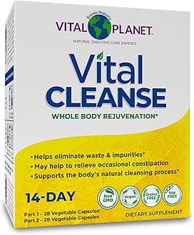 Vital Planet - Vital Cleanse with Milk Thistle, Magnesium, Cape Aloe and Herbs, Natural Supplement for Occasional Constipation and Healthy Elimination, 2-Part - 14 Day Kit, 56 Capsules