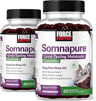 Somnapure Gummies 2-Pack with Melatonin 10mg, Melatonin Gummies, Dream Berry Flavor, Force Factor, 120 Gummies, Purple