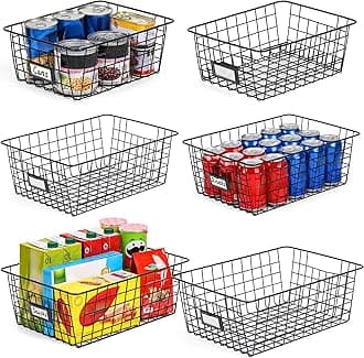 - 6 Pack Wire Baskets for Pantry Organization and Storage, Kitchen Organizer, 2 XXLarge & 2 XLarge & 2 Large