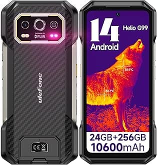 UlefoneArmor 27T Rugged Phone with Thermal Imaging Camera, 10600mAh 12GB+256GB MTK Helio G99 Android 14, 50MP+64MP Night Vision, 6.78" FHD+ 120Hz, IP68/69K Waterproof Dual SIM Smartphone NFC
