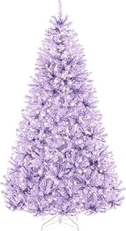 Best Choice Products 4.5ft Pre-Lit Lavender Christmas Tree, Full Artificial Holiday Decoration w/ 362 Branch Tips, 175 Lights, Foldable Base