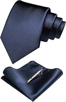 - Solid Color Formal Necktie and Pocket Square Tie Clip Sets for Men