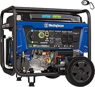 Westinghouse 9500 Peak Watt Dual Fuel Home Backup Portable Generator, Remote Electric Start, Transfer Switch Ready, Gas & Propane Powered