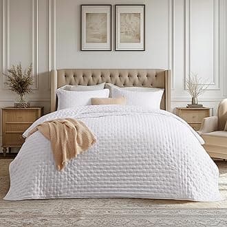 Bedsure Quilts Queen Size - Ultra Soft Quilt Bedding, White Bedspread Queen Size for Modern Bedroom, Lightweight All-Season Comforter, 90x96 Inch