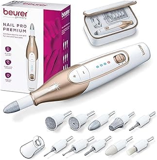 Beurer MP64 Nail Drill Kit, Cordless Electric Nail File with 10 Attachments and LED Light, Electric Manicure Set with Adjustable Speed, E-File for Manicure and Pedicure, with Storage Case