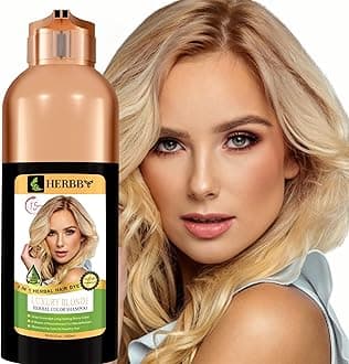 HERBBY Hair Color Shampoo for Gray Hair Coverage&Color Transform with 9 Herbal Extracts –Long Lasting(6-8 Weeks),Shiny,Evenly Colored,Instant Hair Dye Shampoo&Conditioner,500 Ml (LUXURY BLONDE COLOR)