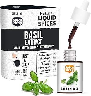 Basil Extract | 100% Natural | For Soup, Pasta, Pizza, Spaghetti, Gourmet Dishes | 5ml (180 drops) | Natural Herb | Authentic | Vegan | Keto Friendly | Non-GMO | Squeeze, Drop & Stir