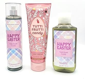 Happy Easter Tutti Frutti Candy Bath and Body 3 pc- Bundle Gift Set, Body Cream 8 oz, Shower Gel 10 fl oz, Fine Fragrance Mist 8 fl oz