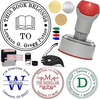 Custom Stamp Personalized Self Inking Stamps Customized Name Logo Ink Stamp for Business Office Book Date Return Address Label Signature Rubber Stamper Personal