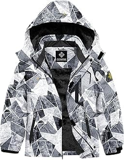 GEMYSE Boy's Waterproof Ski Snow Jacket Hooded Fleece Windproof Winter Jacket