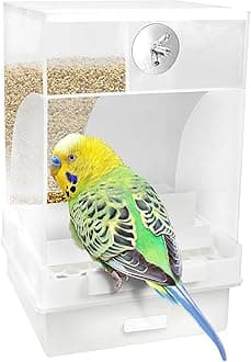 Parrot Automatic Feeder,No-Mess Bird Feeder,Cage Accessories for Budgerigar Canary Cockatiel Finch Parakeet Seed Food Container by Old Tjikko (Large-Capacity-Screw-Fixed Bird Feeder)