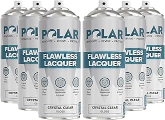 Polar Flawless Lacquer Spray - Protective Coating for Wood, Ceramic, Glass, Plastic & Metal - Scratch Resistant & UV Protection - Primer for DIY, Interior & Exterior - Gloss Finish - Clear - 6x400ml