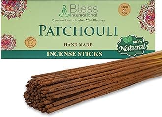 Bless-Patchouli-Incense-Sticks 100%-Natural-Handmade-Hand-Dipped Organic-Chemicals-Free For-Purification-Relaxation-Positivity-Yoga-Meditation The-Best-Woods-Scent (500 Sticks (750GM))