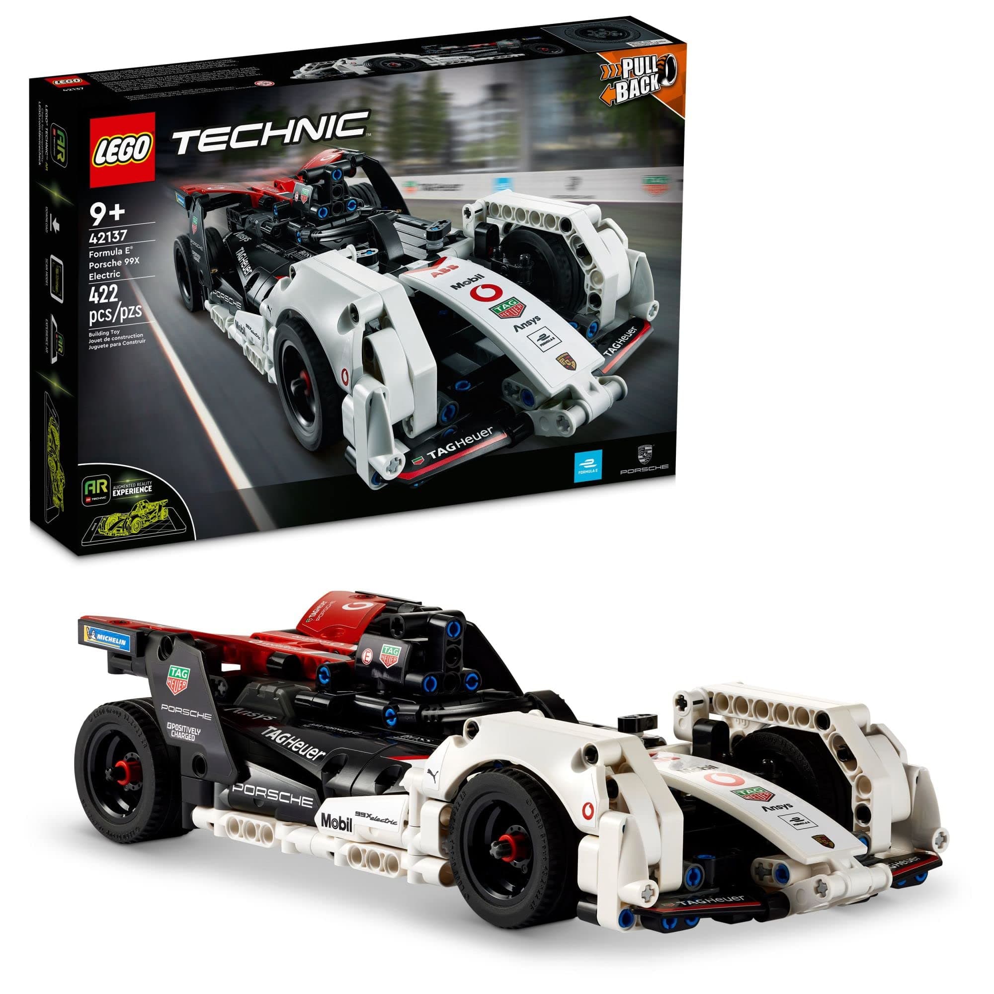 Technic Formula E Porsche 99X Electric Car Model Building Set, Pull-Back Toy Race Car Champion Winner, Comes with an Immersive AR App, Gift for Kids Ages 9 and Up & Adults Racing Fans, 42137