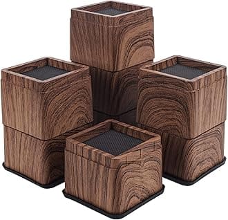 BTSD-home 3 Inch Wood Bed Risers Furniture Risers Bed Frame Lifters in Heights of 3 or 6 Inch Heavy Duty Set of 8 Square