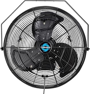 Tornado 20 Inch Outdoor Wall Mount Fan High Velocity Metal Misting Fan For Commercial, Industrial, Residential, Greenhouse Use 3 Speed 4750 CFM 5 Nozzles UL Safety Listed