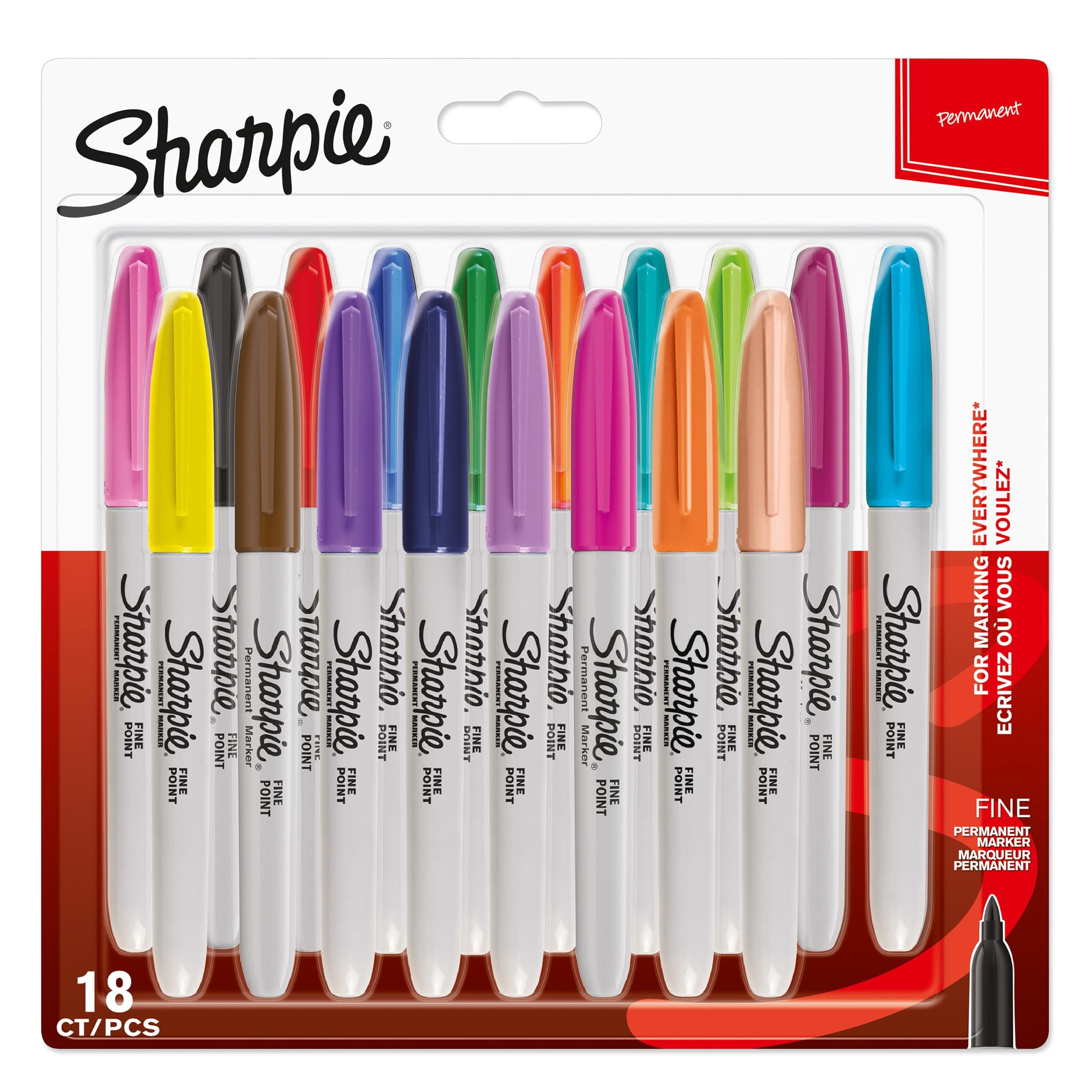 Permanent Markers | Fine Point | Assorted Fun Colours | 18 Count