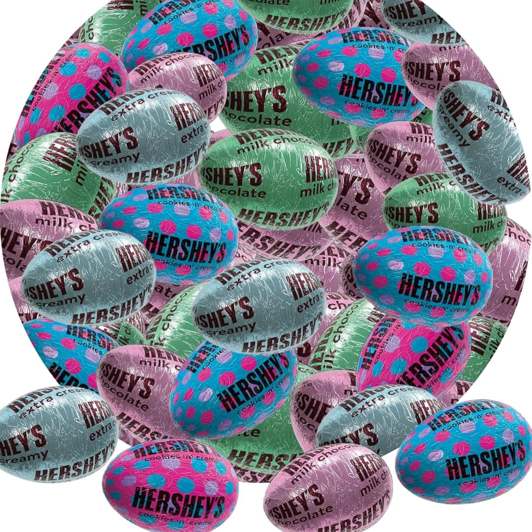 CandyKrave Hersheyes Easter Assorted Eggs Chocolate Candy - 2lb Individually wrapped Sweet & Creamy chocolate Eggs Candy - Bulk easter chocolate candy for Snacking, Pinata, Parties Gifting & More!