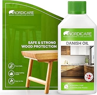 Danish Oil for Wood by Nordicare - Danish Oil Underlines The Natural Structure of The Wood (Oak, Cherry, Pine and More) - Wood Oil for Wooden Worktops - Made in Denmark (500ml)