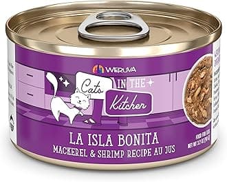 Cats in The Kitchen, La Isla Bonita with Mackerel & Shrimp Au Jus Cat Food, 3.2oz Can (Pack of 24)