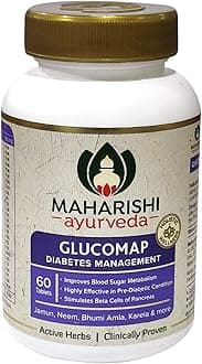 Maharishi Ayurveda Glucomap For Diabetes Management | With Jamun, Karela, Neem, Arjuna |Control Blood Sugar Levels| Natural Glucose Regulator | Helps In Blood Sugar Metabolism | 60 Tablets Pack Of 6