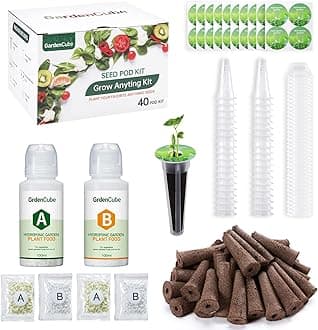 GARDENCUBE 166pcs Hydroponic Pods Kit: Compatible with Aerogarden Grow Anything Herb Kits - Includes Grow Sponges Grow Baskets Grow Domes Labels A&B Plant Food - Hydroponics Supplies for Most Brand