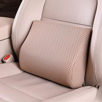 TISHIJIE Memory Foam Lumbar Support Pillow for Car, Designed for Mid/Lower Back Pain Relief While Driving - for Car Seat, Office Chair, Recliner Etc. (Beige)