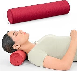FOVERA Cervical Neck Roll Pillow for Neck Pain Relief - Memory Foam Neck Pillow for Bed | Round Neck Pillows for Sleeping | Bolster Pillow for Bed, Legs and Back (Maroon)