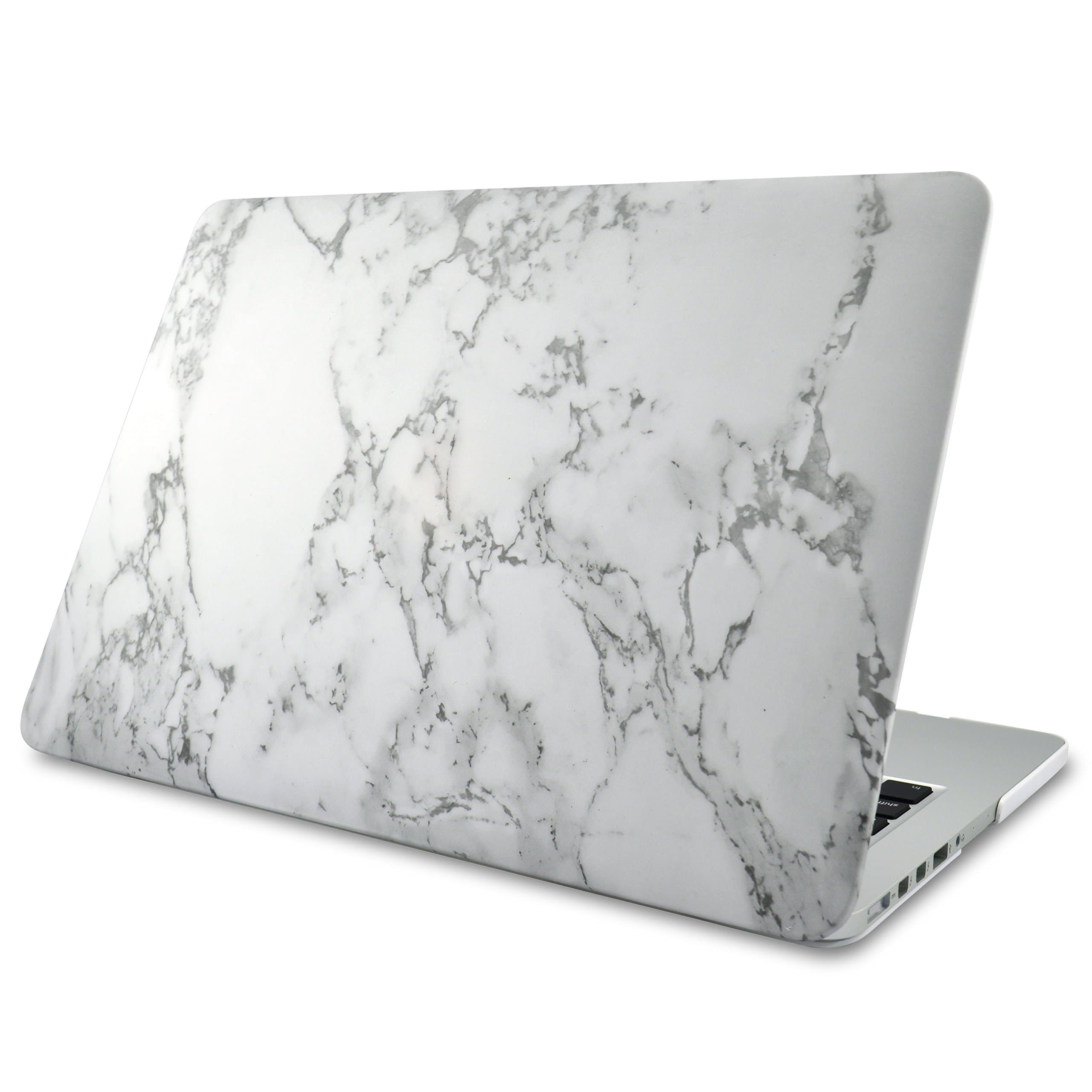 NovoTech Soft Touch Matte Finish Rubberized Hard Shell Case for MacBook Pro 13-Inch with Retina Display - White Marble