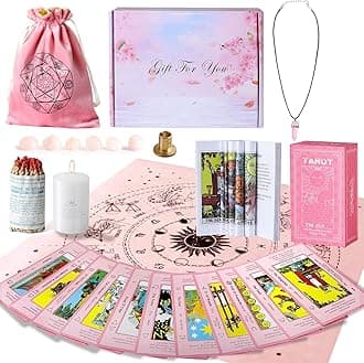 Myripoly Tarot Cards Set with Meanings on Them-Beginner Tarot Deck Set-Tarot Spread Cloth,Velvet Pouches-Tarot Cards for Beginners Crystal-Rope Satya Incense