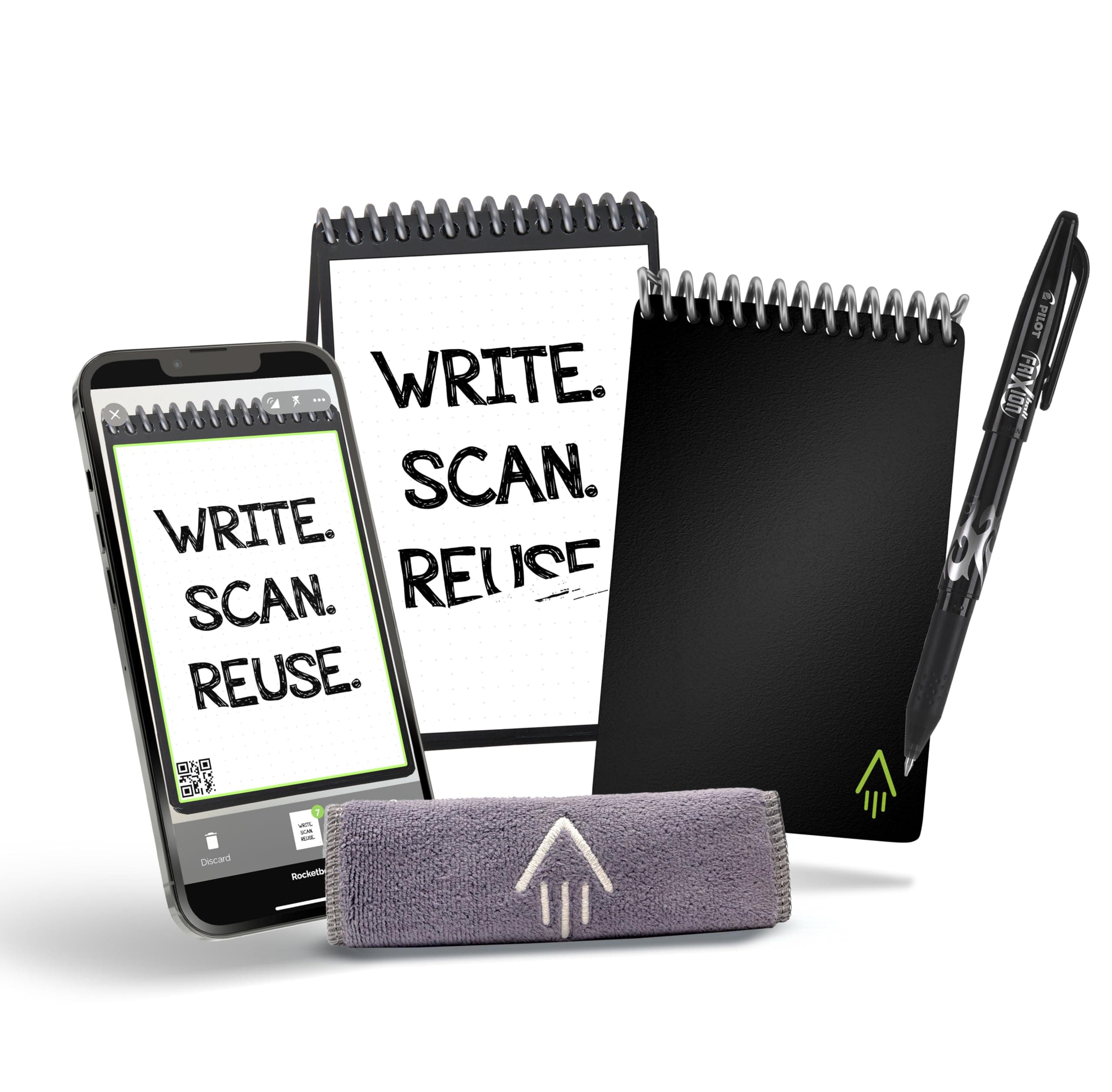 Rocketbook Everlast Mini Smart Reusable Notebook, Infinity Black, 3.5" x 5.5" (EVR-M-K)
