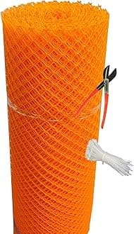 UV Stabilized Garden Fencing Net_Tree Guard Net_Anti Bird Net_PVC Virgin HDPE_3.3 Feet Height X 50 Feet Length_Orange Color_800 GSM with 1 Cutter and 100 PVC Tags SP30