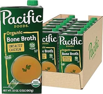 Organic Unsalted Chicken Bone Broth, 32 oz Carton (Pack of 12)